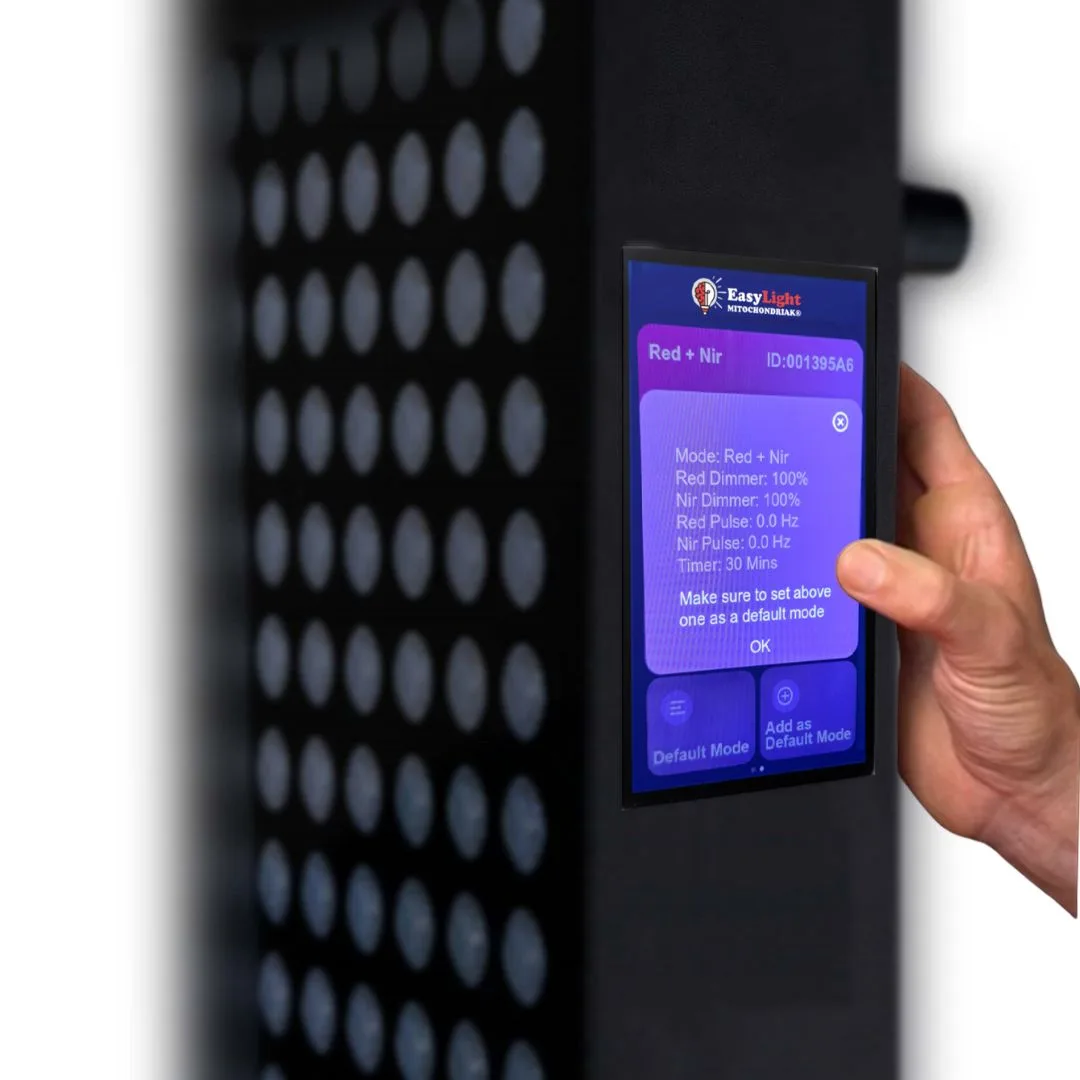 Touchdisplay des Mitochondriak® Office, Startbildschirm mit allen Einstellungen